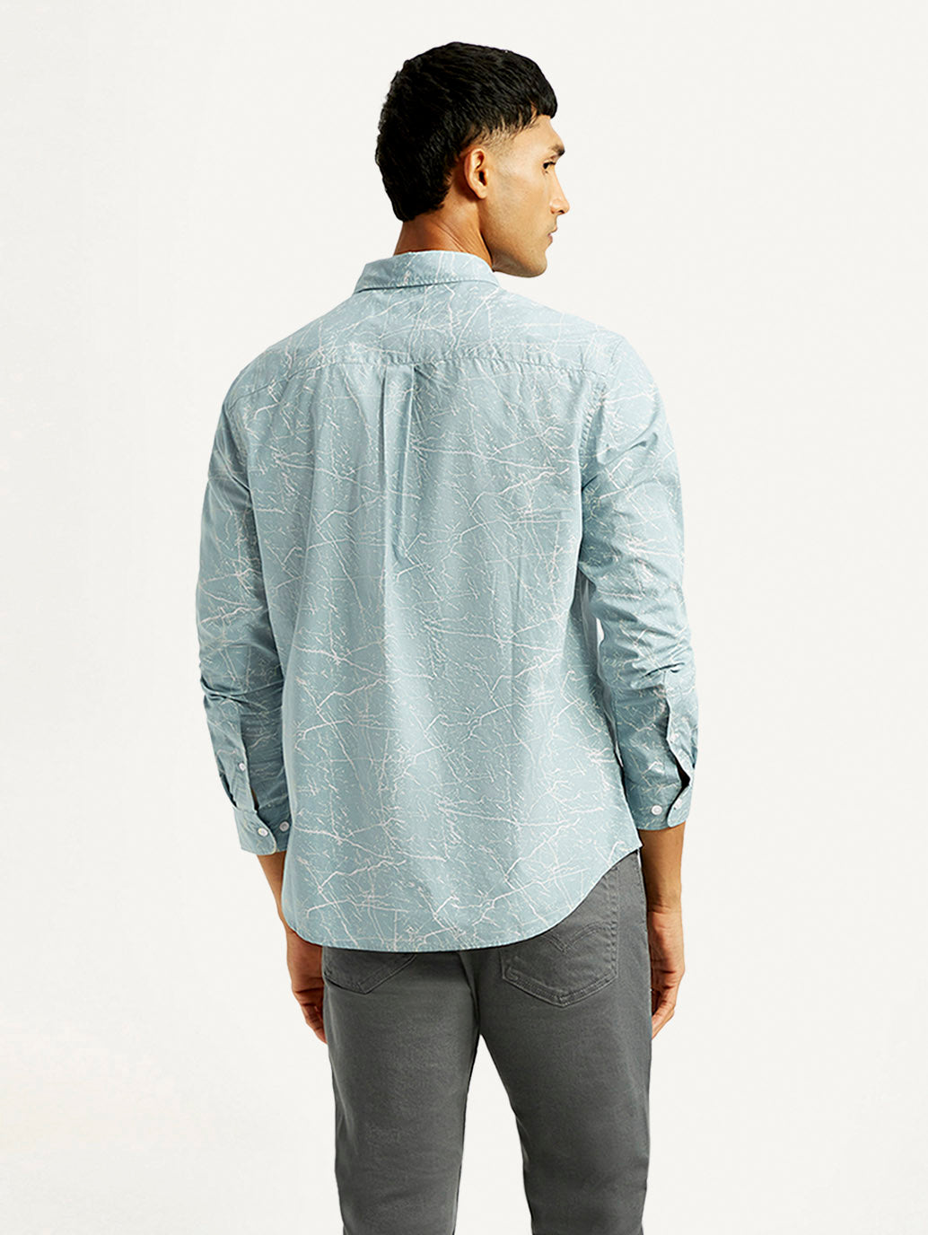 Men's Abstract Print Slim Fit Shirt - Back View