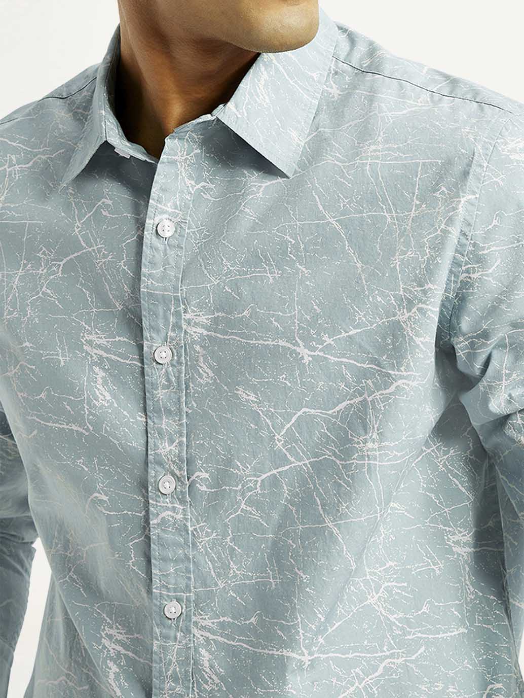 Men's Abstract Print Slim Fit Shirt - Detail View