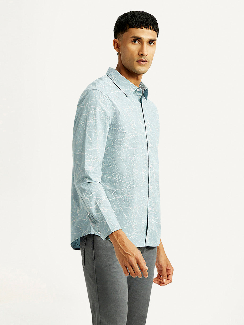 Men's Abstract Print Slim Fit Shirt - Side View