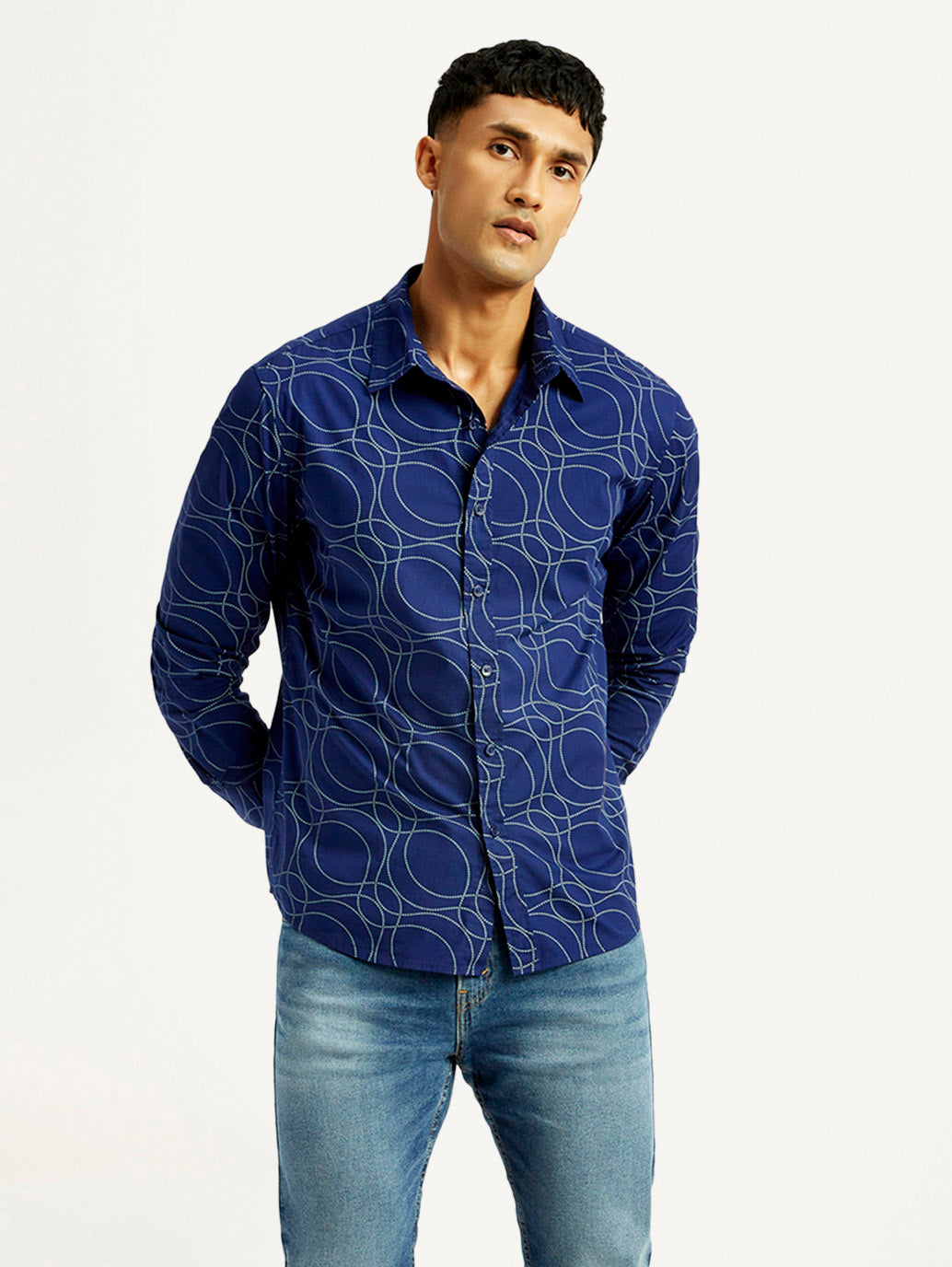 Men's Abstract Print Slim Fit Shirt