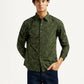 Men's Abstract Olive Slim Fit Shirt - Front View