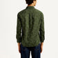Men's Abstract Olive Slim Fit Shirt - Back View