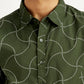 Men's Abstract Olive Slim Fit Shirt - Detail View
