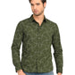 Men's Abstract Olive Slim Fit Shirt - frount View