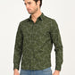 Men's Abstract Olive Slim Fit Shirt - side View