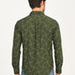 Men's Abstract Olive Slim Fit Shirt - back View