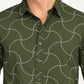 Men's Abstract Olive Slim Fit Shirt - deatil View