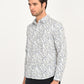 Men's Printed White Slim Fit Shirt - side View