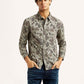 Men's Printed Khaki Slim Fit Shirt - Styleshot View