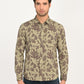 Men's Printed Khaki Slim Fit Shirt - frount View