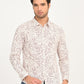 Men's Printed Off White Slim Fit Shirt - frount View