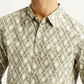Men's Geometric Beige Slim Fit Shirt - Detail View