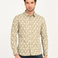 Men's Geometric Beige Slim Fit Shirt - frount View