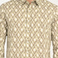 Men's Geometric Beige Slim Fit Shirt - deatil View