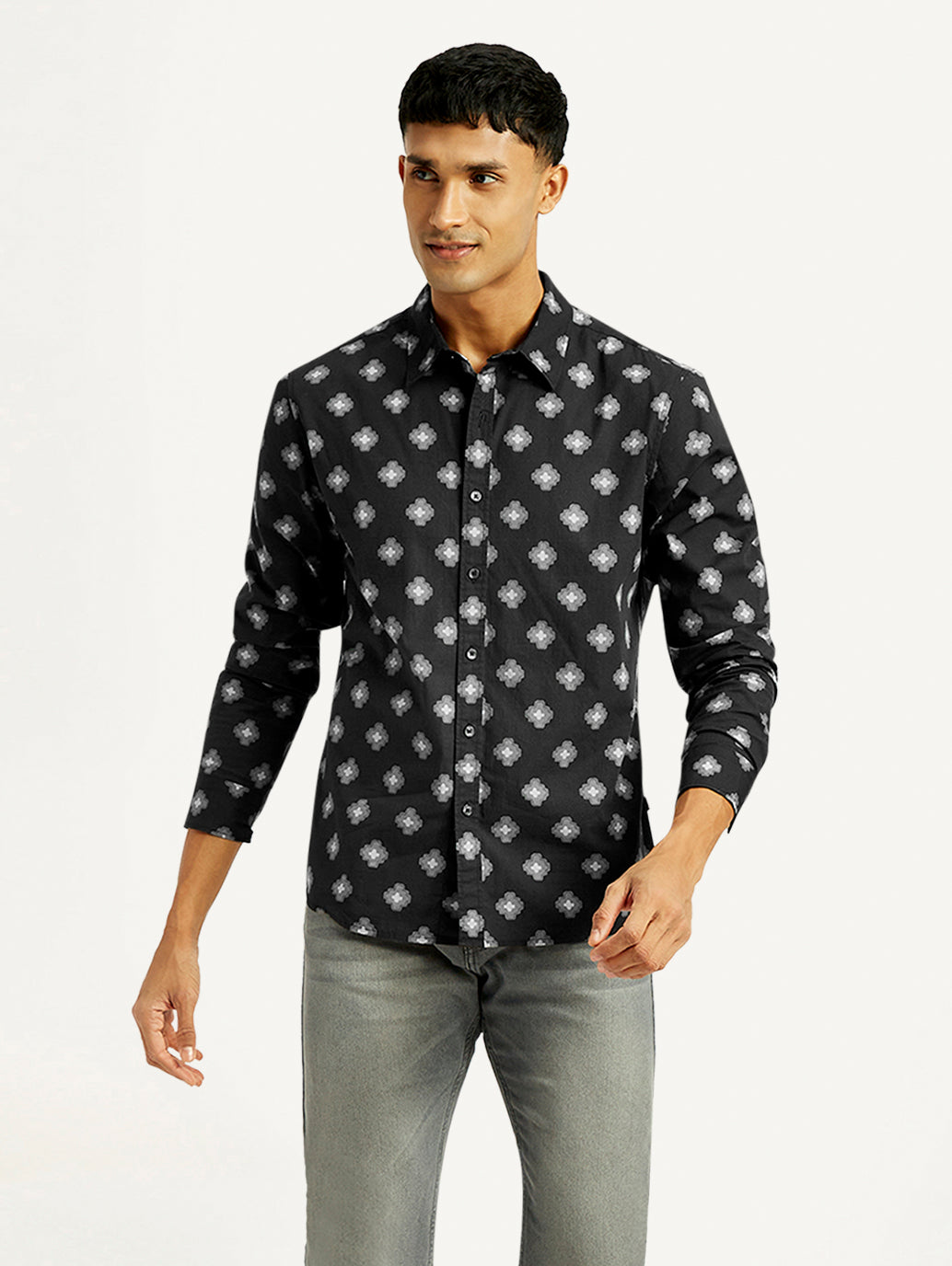 Men's Geometric Print Slim Fit Shirt