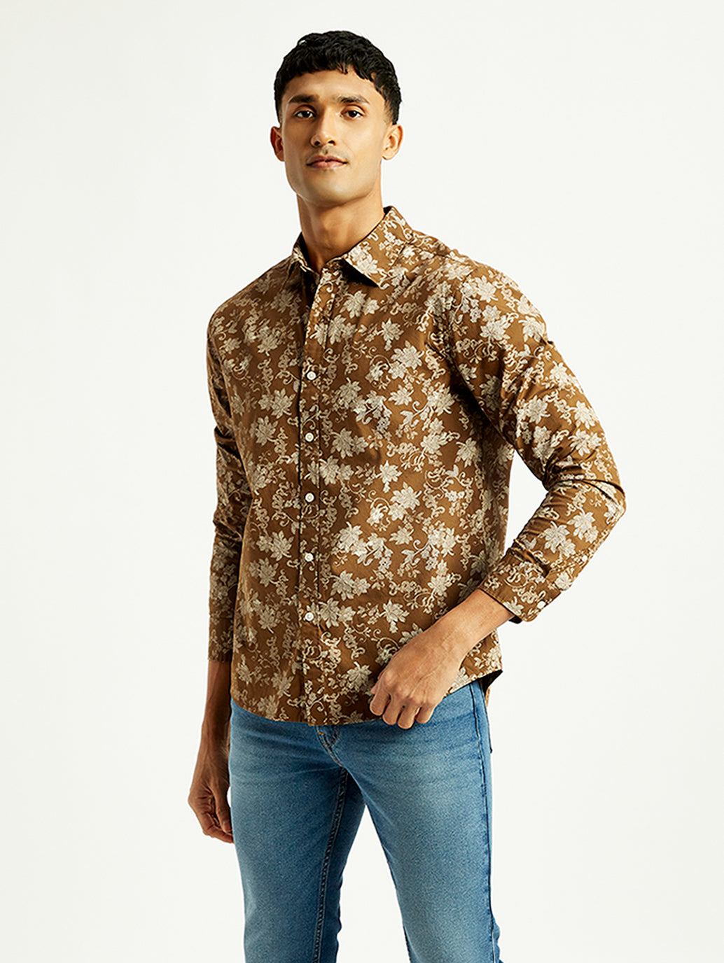 Men's Floral Print Slim Fit Shirt - Styleshot View