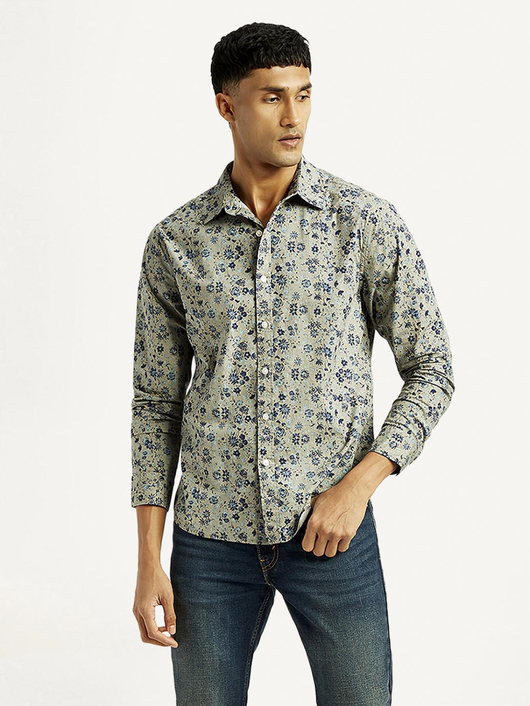 Men's Floral Print Slim Fit Shirt