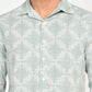 Men's Abstract Light Green Slim Fit Shirt - deatil View
