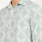 Men's Abstract Light Green Slim Fit Shirt - deatil View
