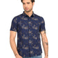 Men's Abstract Dark Blue Slim Fit Shirt - frount View