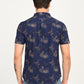 Men's Abstract Dark Blue Slim Fit Shirt - back View