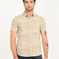 Men's Abstract Beige Slim Fit Shirt - frount View