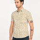 Men's Abstract Beige Slim Fit Shirt - side View