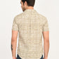 Men's Abstract Beige Slim Fit Shirt - back View