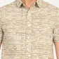 Men's Abstract Beige Slim Fit Shirt - deatil View