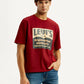 Men's Graphic Print Red Loose Fit T-shirt - Styleshot View