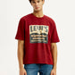Men's Graphic Print Red Loose Fit T-shirt - Front View