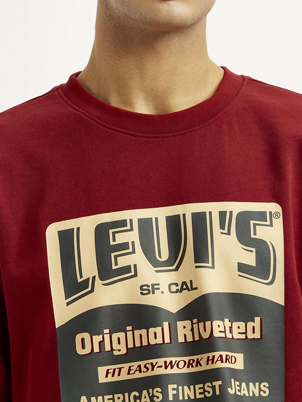 Men's Graphic Print Red Loose Fit T-shirt - Detail View