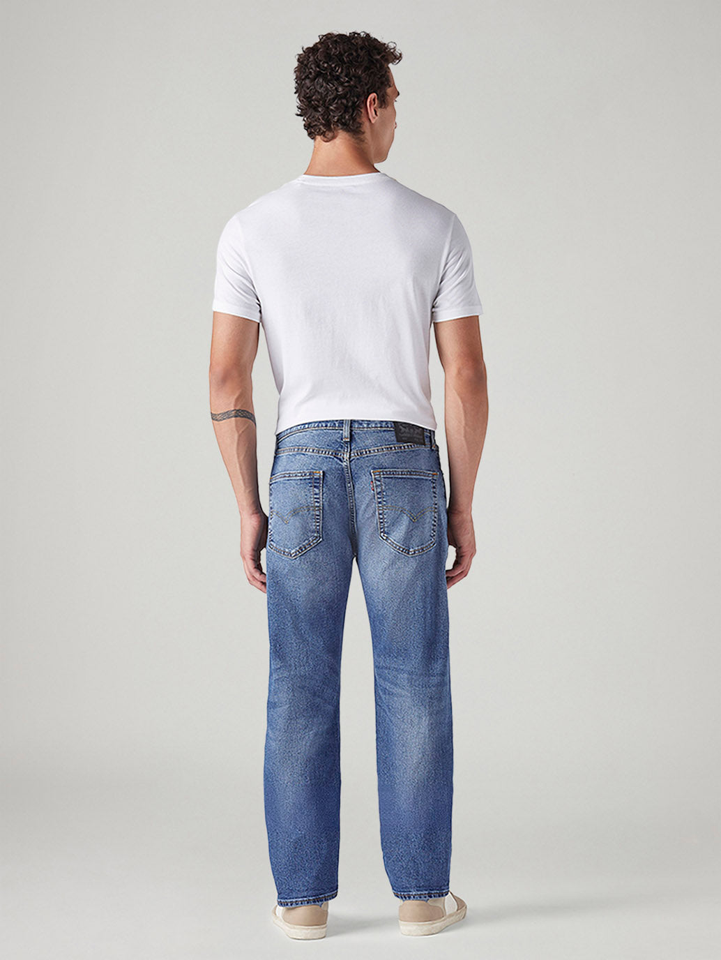 Men's 505 Blue Straight Fit Mid Rise Commuter Jeans - Back View