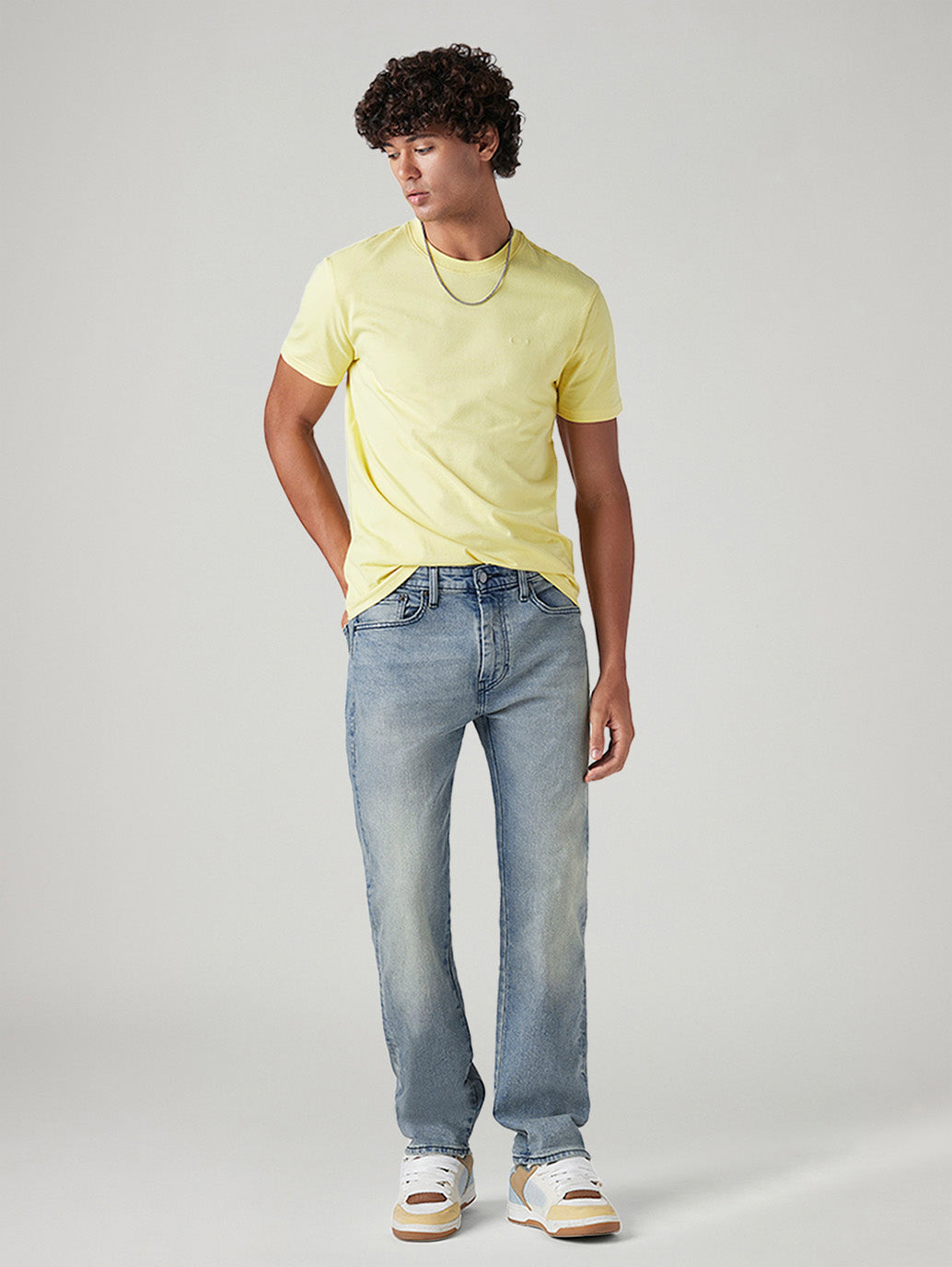 Men's 505 Light Blue Straight Fit Mid Rise Jeans