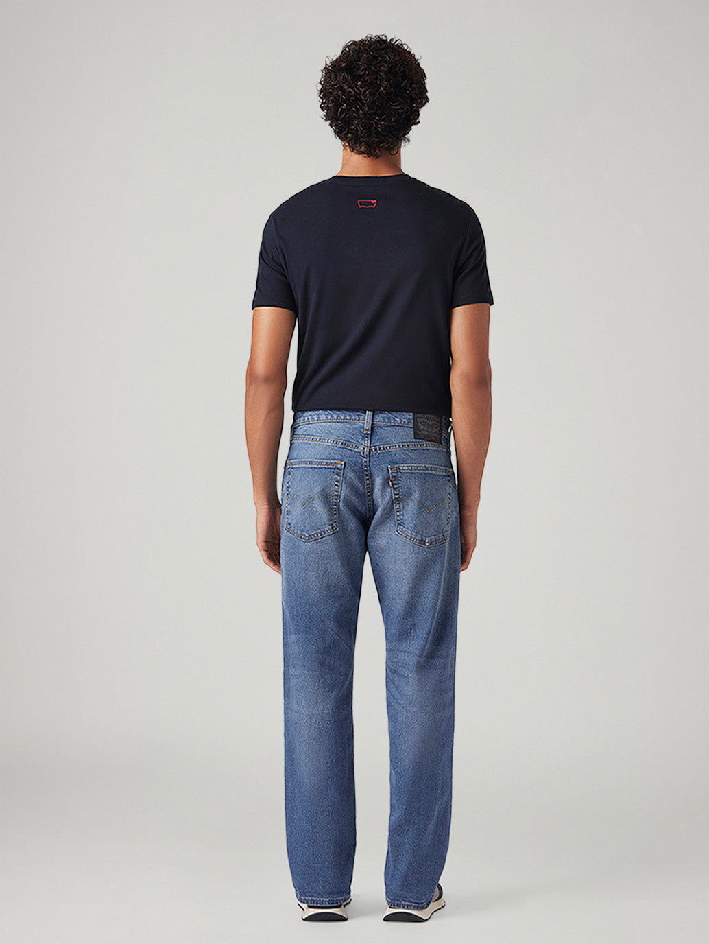 Men's 555 Blue Relaxed Straight Fit Mid Rise Commuter Jeans - Back View