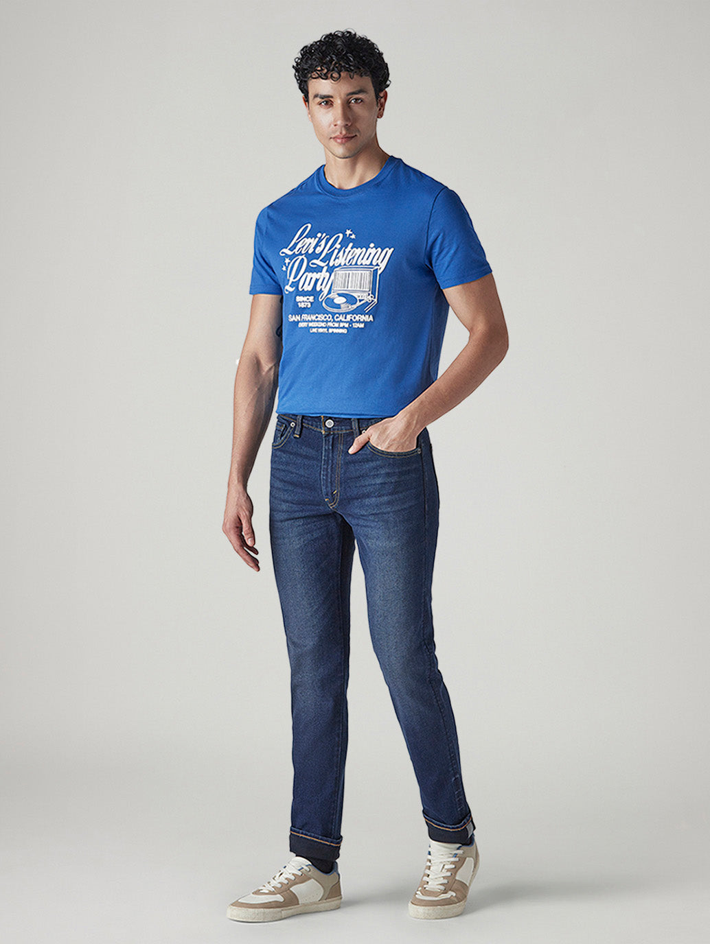 Men's 511 Dark Indigo Slim Fit Mid Rise Jeans - Side View