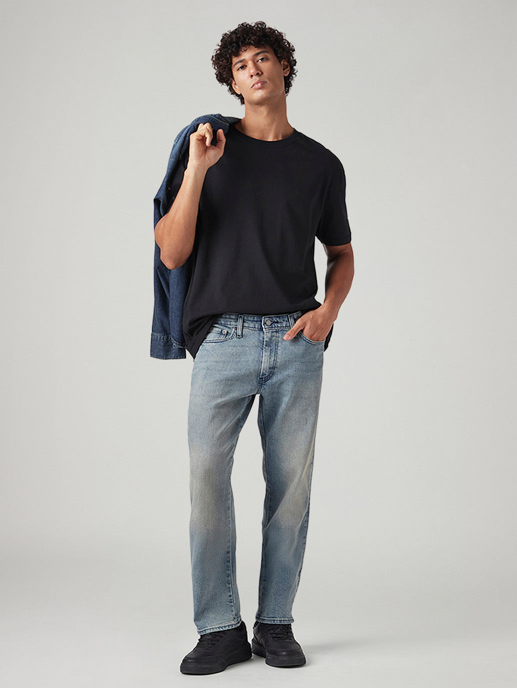 Men's 541 Med Indigo Athletic Tapered Fit Mid Rise Commuter Jeans - Styleshot View