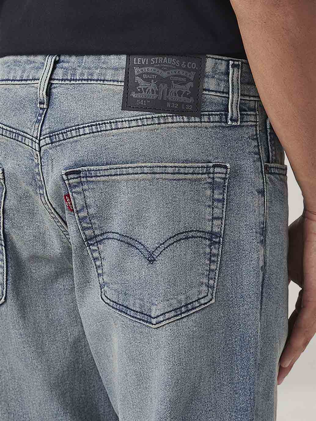 Men's 541 Med Indigo Athletic Tapered Fit Mid Rise Commuter Jeans - Detail View