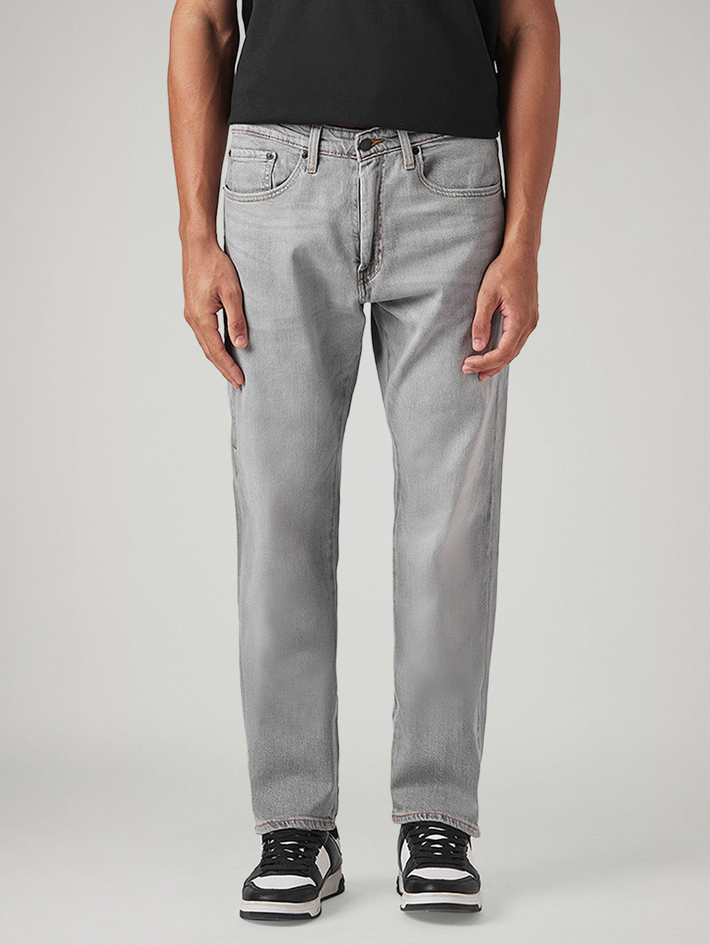 Men's 505 Grey Straight Fit Mid Rise Commuter Jeans - Front View
