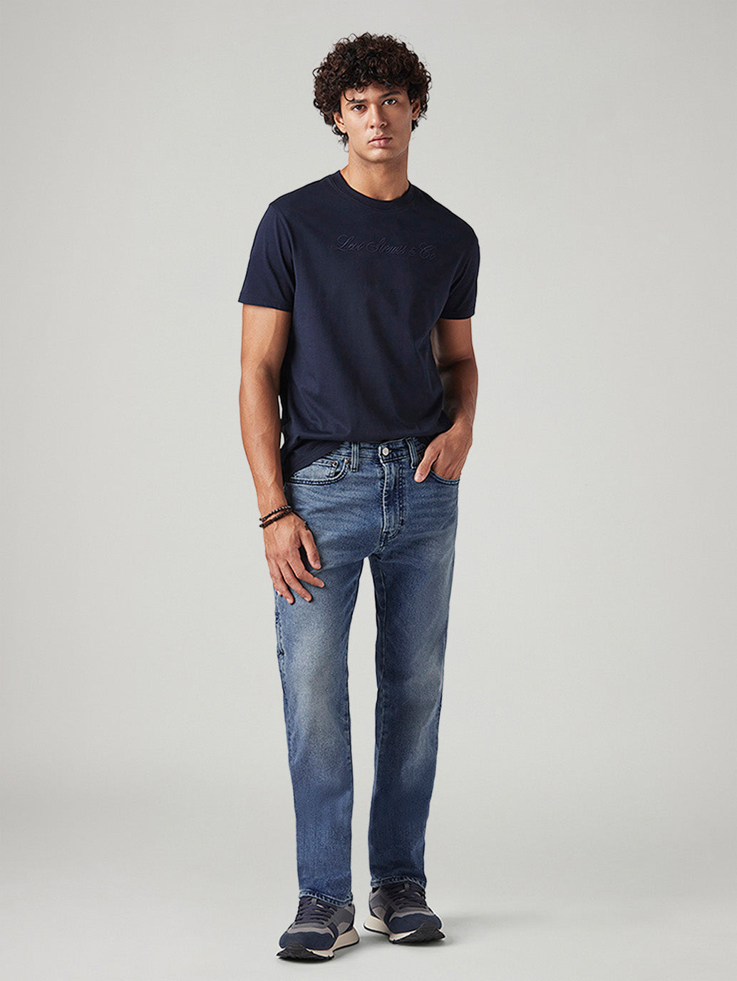 Men's 505 Blue Straight Fit Mid Rise Commuter Jeans