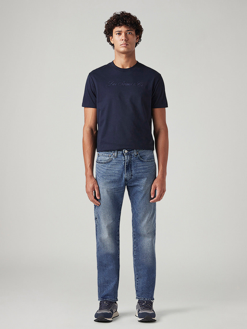 Men's 505 Blue Straight Fit Mid Rise Commuter Jeans - Front View