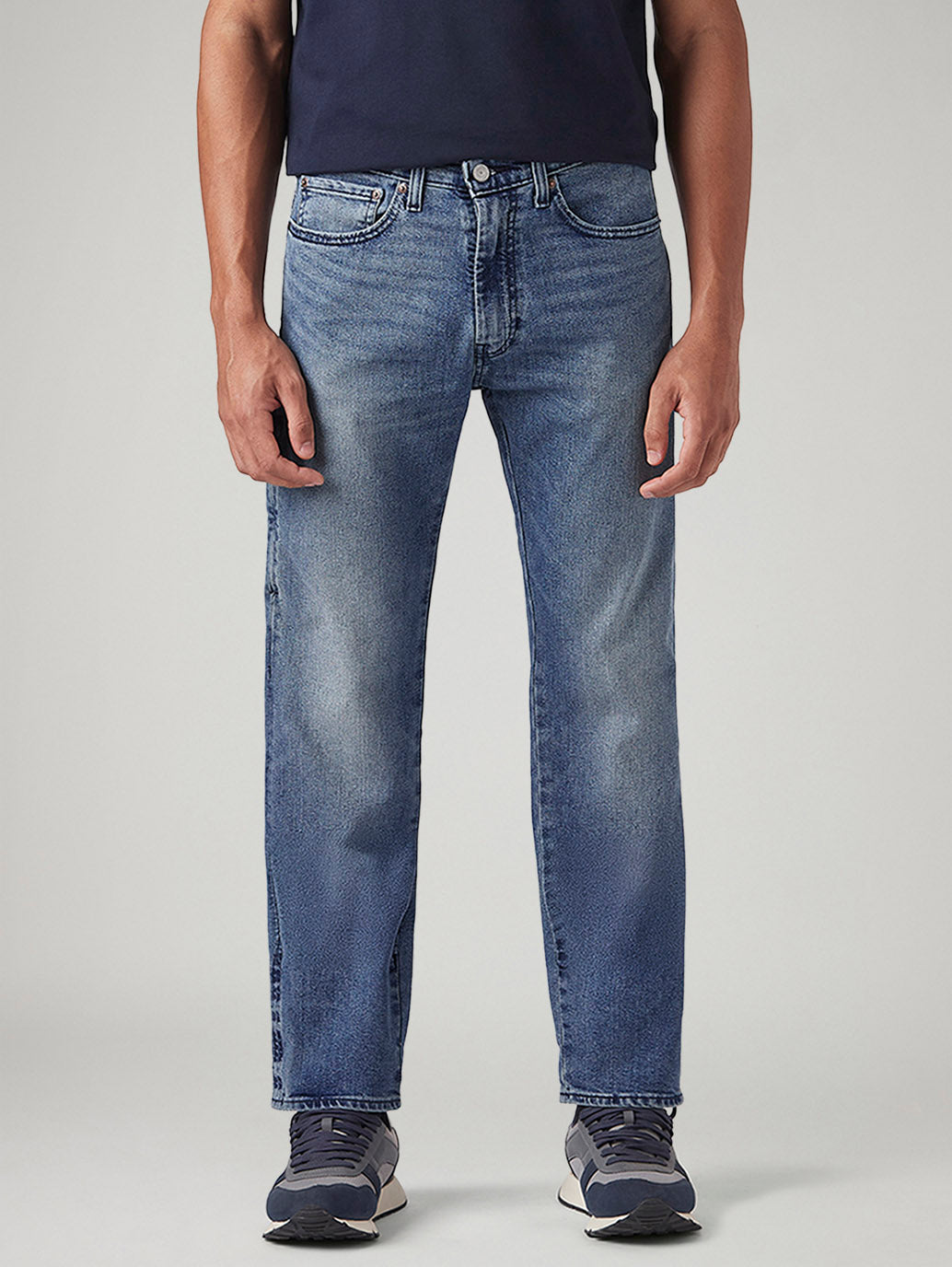 Men's 505 Blue Straight Fit Mid Rise Commuter Jeans - Front View