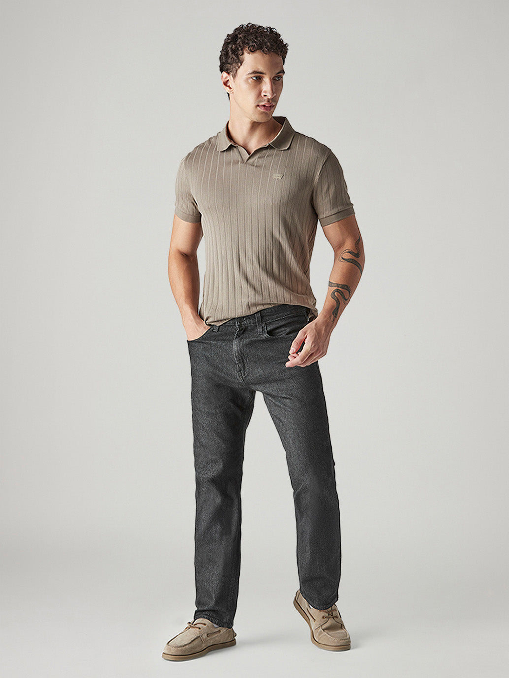 Men's 505 Charcoal Grey Straight Fit Mid Rise Jeans