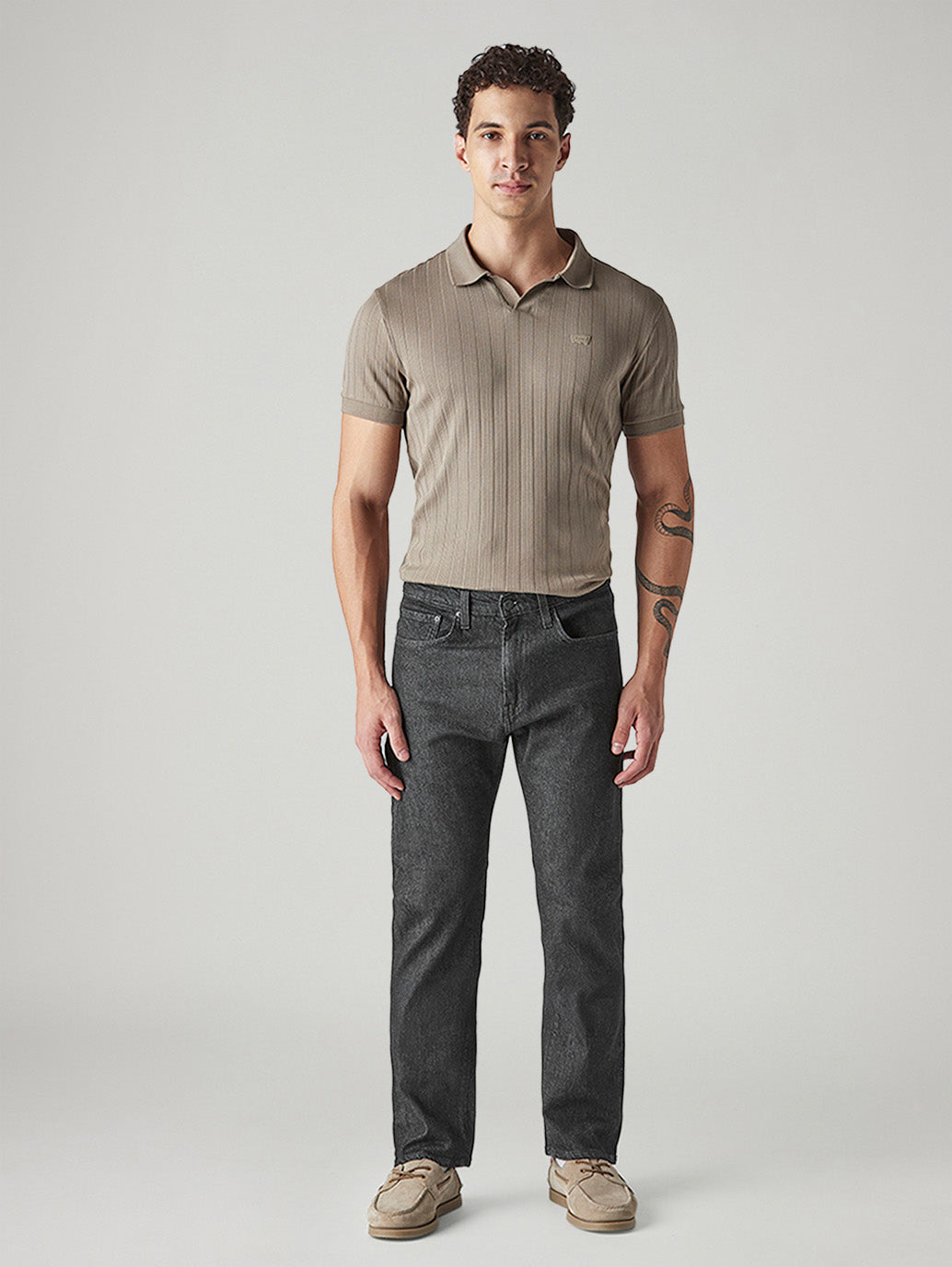 Men's 505 Charcoal Grey Straight Fit Mid Rise Jeans - Front View