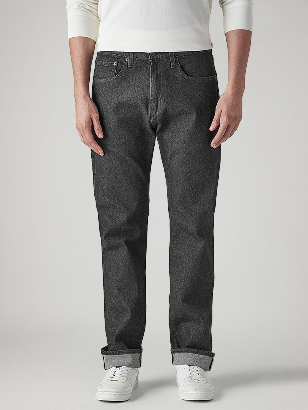 Men's 505 Charcoal Grey Straight Fit Mid Rise Jeans - d19a386e-156b-4a40-8808-4fc32c1f4356 View