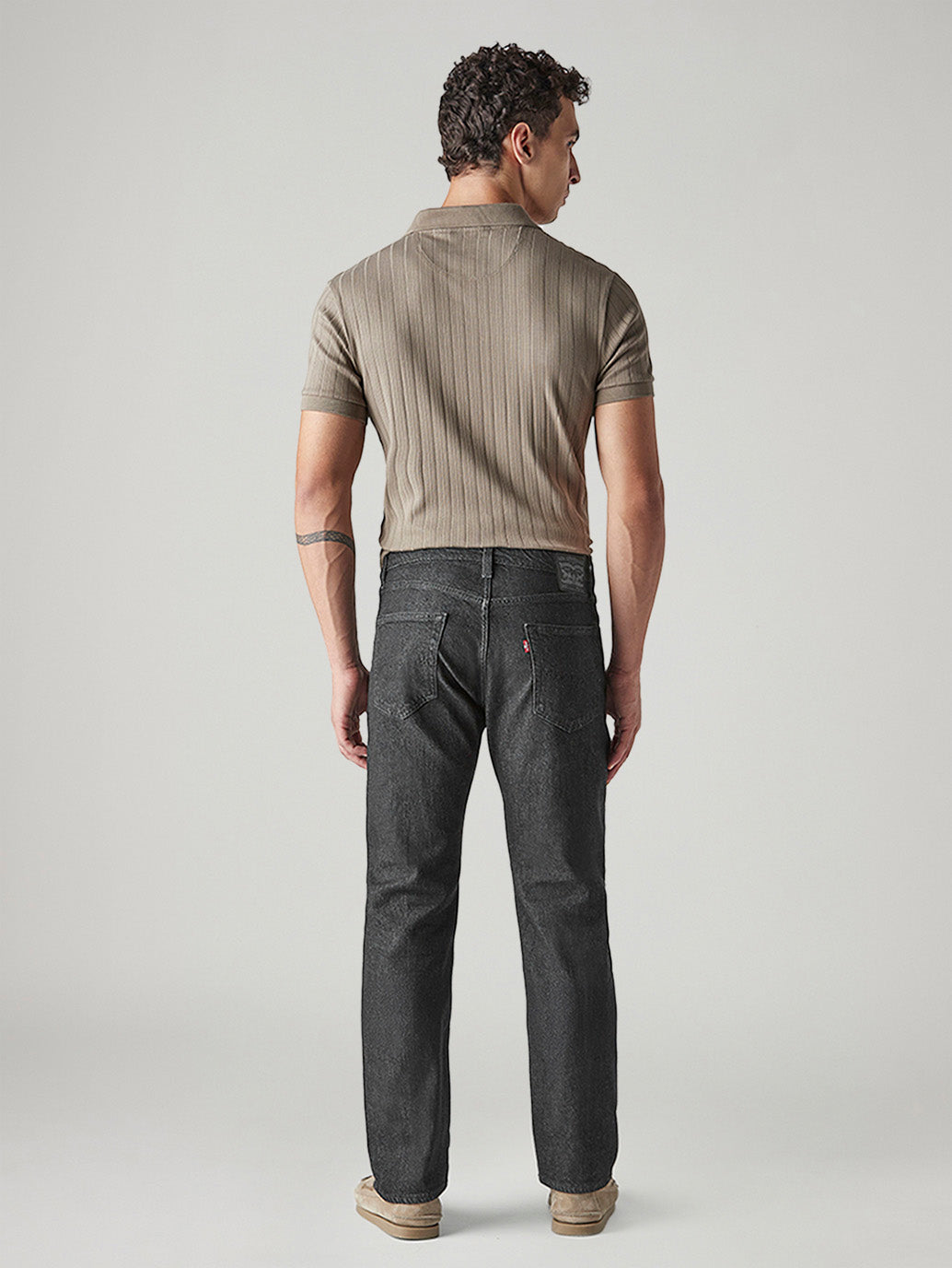 Men's 505 Charcoal Grey Straight Fit Mid Rise Jeans - Back View