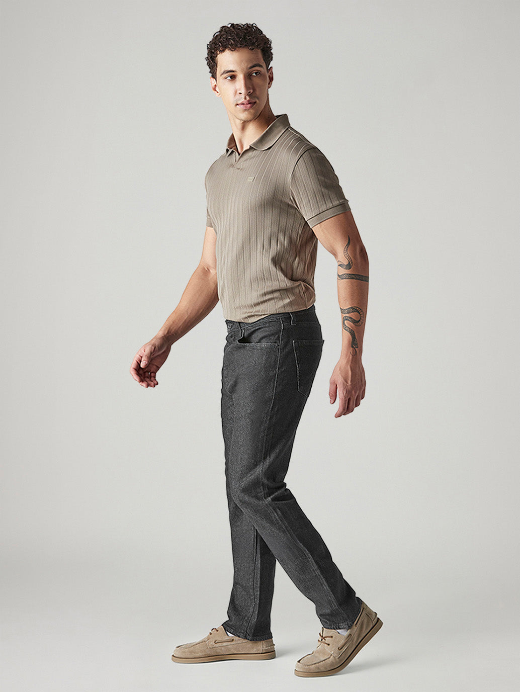 Men's 505 Charcoal Grey Straight Fit Mid Rise Jeans - Side View