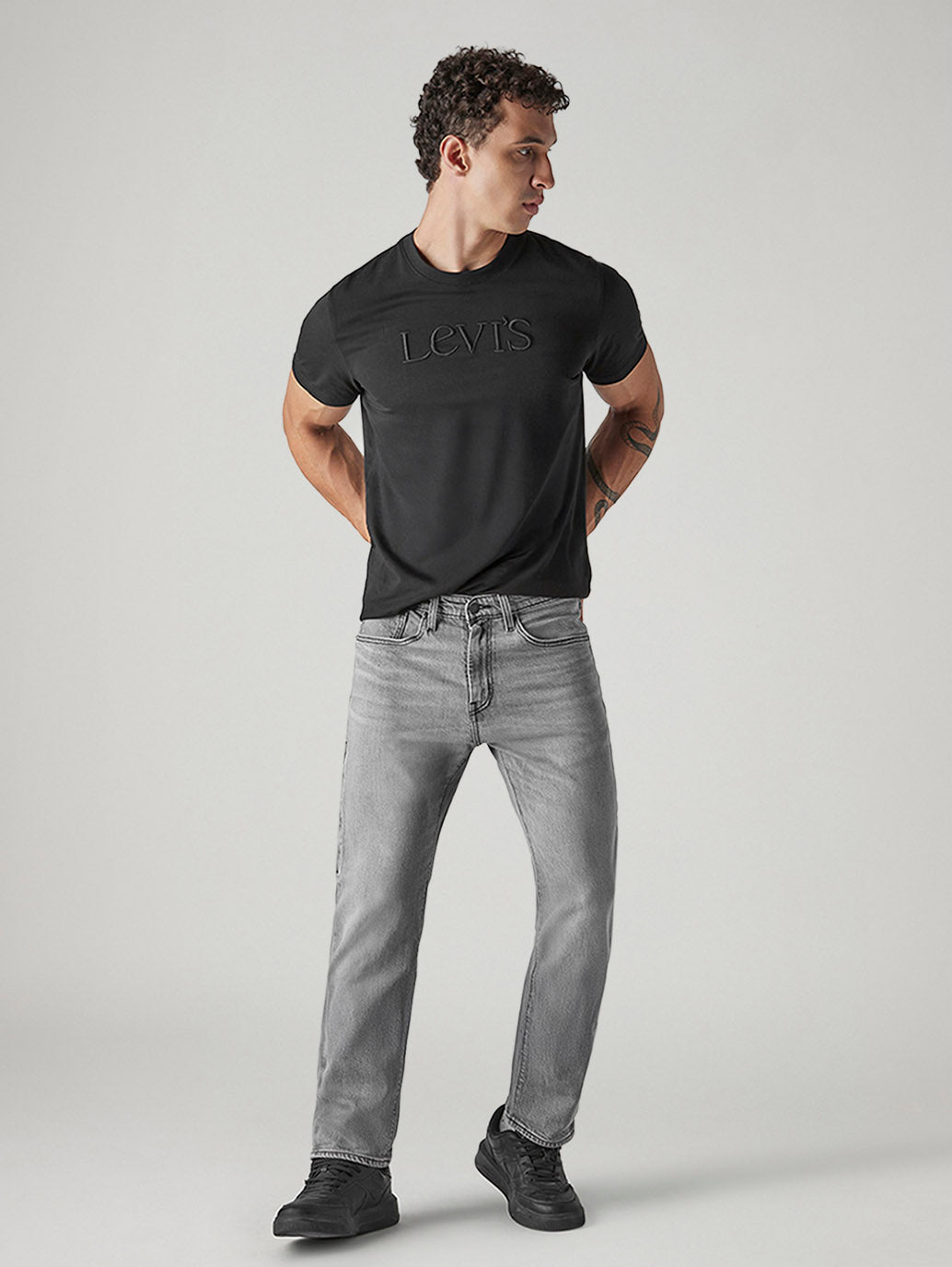 Men's 505 Grey Straight Fit Mid Rise Jeans