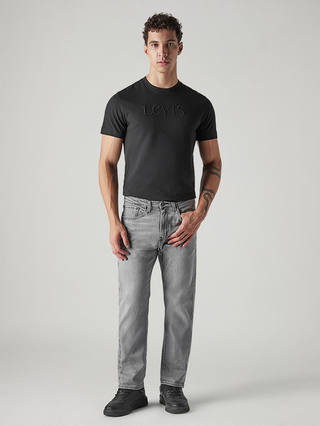 Men's 505 Grey Straight Fit Mid Rise Jeans - 20 View