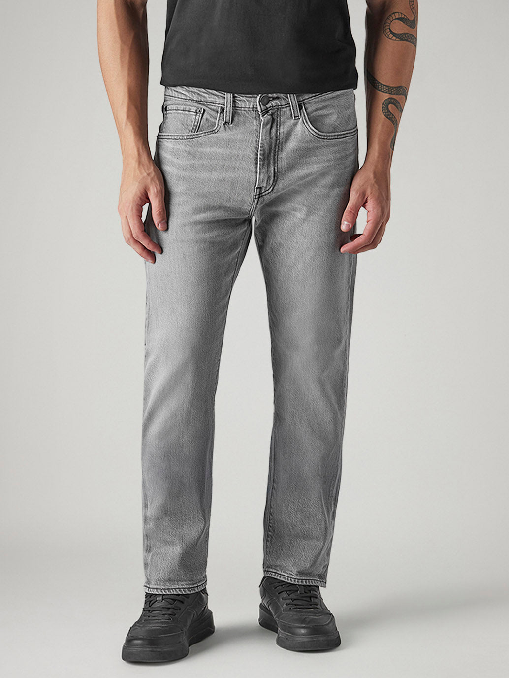 Men's 505 Grey Straight Fit Mid Rise Jeans - 20 View